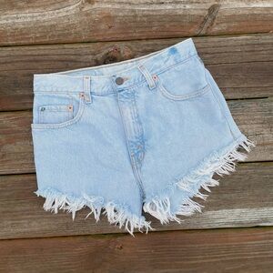 Vintage 90s Orange Tab Levi’s Cut Off Faded Light Wash Cut Off Denim Jean Shorts